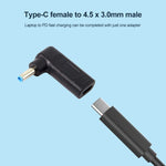 Adaptateur coudé USB-C / Type-C femelle vers prise mâle 4,5 x 3,0 mm, coudé noir 4,5 x 3,0 mm, coudé bleu 4,5 x 3,0 mm