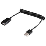 Câble USB-A mâle vers USB-A femelle en spirale ressort, AM vers AF, Longueur : 1,0 m