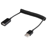 Câble USB-A mâle vers USB-A femelle en spirale ressort, AM vers AF, Longueur : 1,0 m