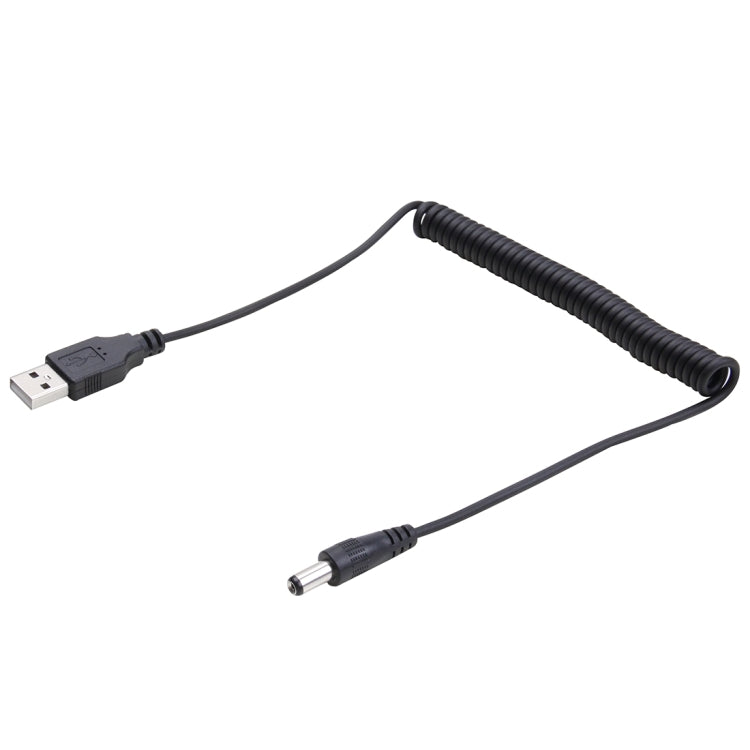 Câble enroulé à ressort USB vers DC 5.5mm, AM vers DC 5.5mm, longueur : 1.5m