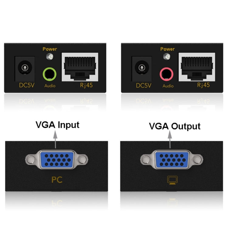 Extendeur VGA & audio 1920x1440 HD 100m câble réseau Cat5e / 6-568B émetteur récepteur adaptateur, distance de transmission : 100m