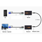 Extendeur VGA & audio 1920x1440 HD 100m câble réseau Cat5e / 6-568B émetteur récepteur adaptateur, distance de transmission : 100m