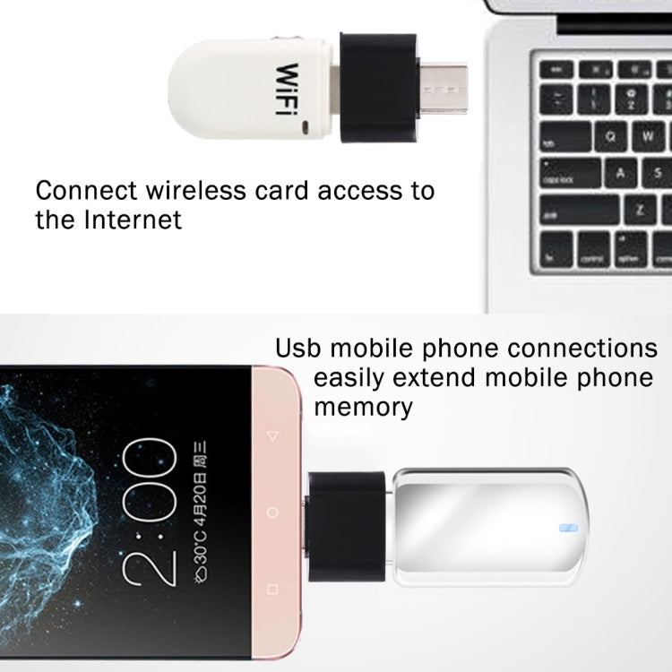 Adaptateur de transmission de données et de charge OTG en plastique USB-C / Type-C mâle vers USB 2.0 femelle