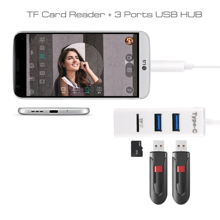 Hub combo 2 en 1 USB 3.1 USB-C / Type-C vers USB 2.0 3 ports + lecteur de carte TF, 3 ports USB + carte TF
