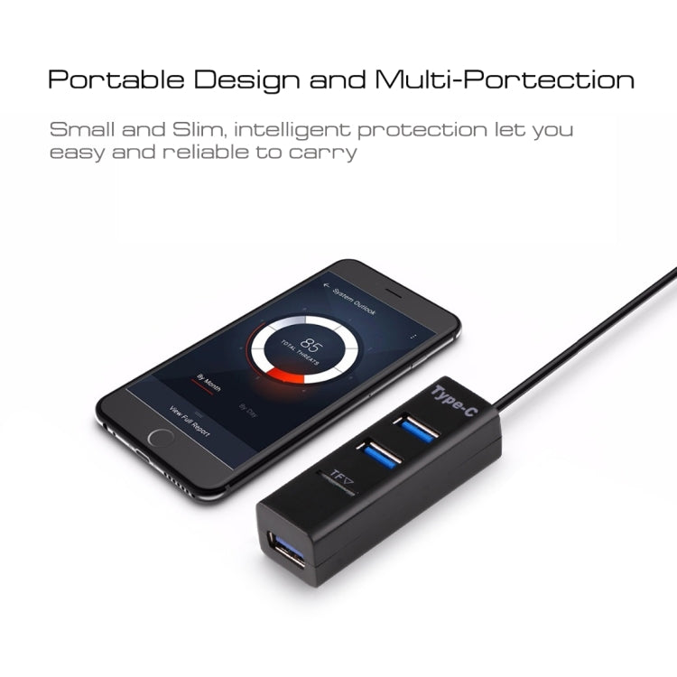 Hub combo 2 en 1 USB 3.1 USB-C / Type-C vers USB 2.0 3 ports + lecteur de carte TF, 3 ports USB + carte TF