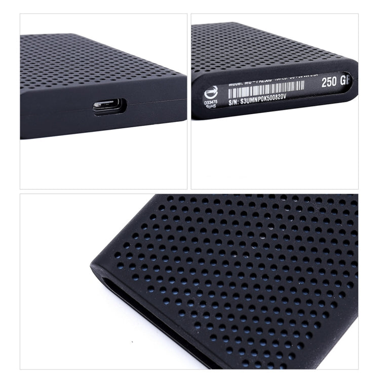PT500 Étui Protecteur en Silicone Résistant aux Rayures pour Disque Dur Portable Tout-en-Un pour Samsung Portable SSD T5, avec Ventilation, Rouge, Blanc, Noir, Bleu