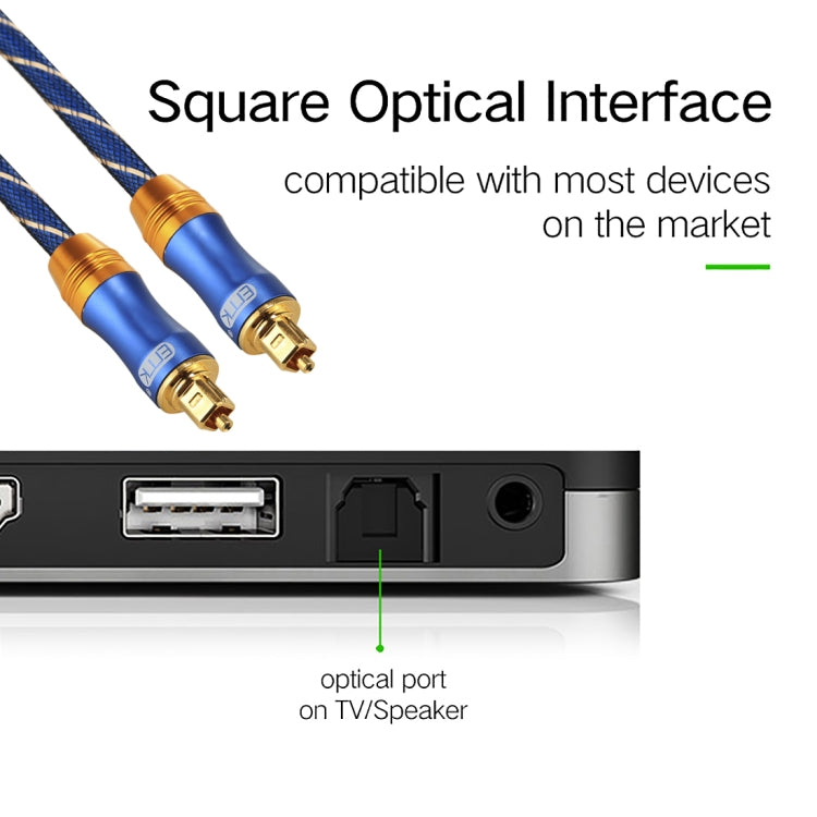 EMK LSYJ-A Câble Audio Optique Numérique Toslink Mâle à Mâle Tête Métallique Plaquée Or 2m OD6.0mm, Longueur : 2m
