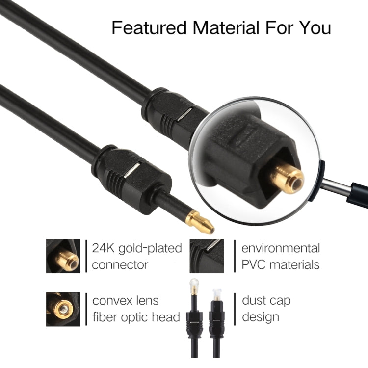 Câble audio optique numérique Toslink mâle à mini Toslink mâle 3,5 mm EMK 1m OD4.0mm, longueur : 1m