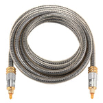 Câble audio optique numérique Toslink mâle à mâle EMK YL-A 3m OD8.0mm avec tête en métal plaquée or, longueur : 3m