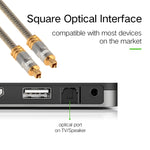 Câble audio optique numérique Toslink mâle à mâle EMK YL-A 3m OD8.0mm avec tête en métal plaquée or, longueur : 3m