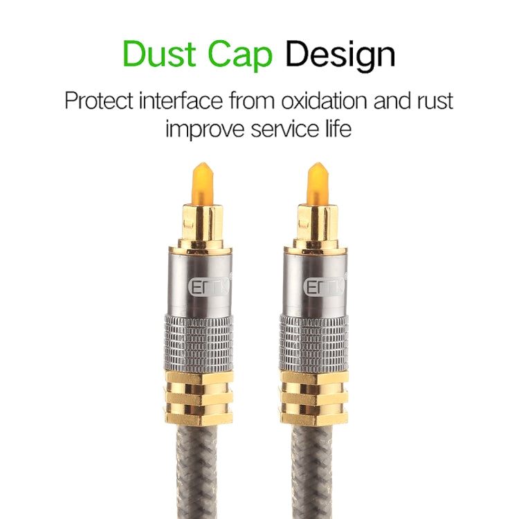 Câble audio optique numérique Toslink mâle à mâle EMK YL-A 3m OD8.0mm avec tête en métal plaquée or, longueur : 3m