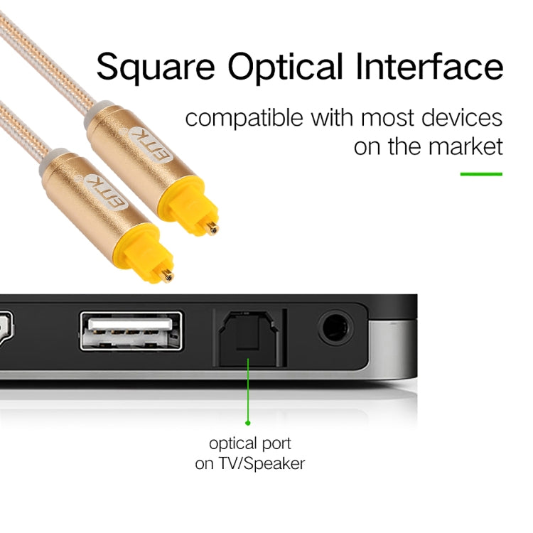Câble audio optique numérique Toslink mâle à mâle EMK 3m OD4.0mm avec tête en métal plaquée or et ligne tressée, longueur : 3m