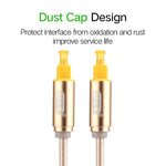 Câble audio optique numérique Toslink mâle à mâle EMK 3m OD4.0mm avec tête en métal plaquée or et ligne tressée, longueur : 3m