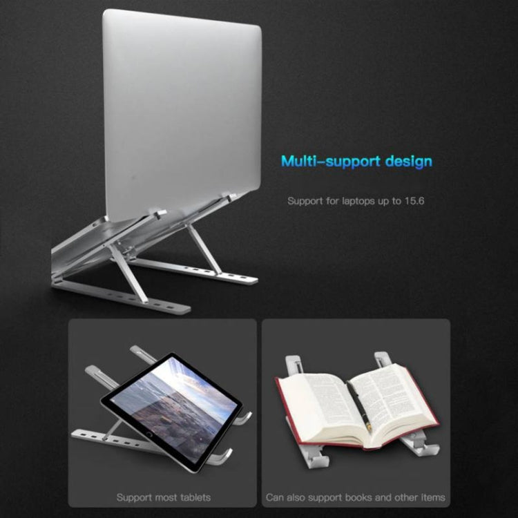 Support d'extension de hauteur pour ordinateur portable en alliage d'aluminium Support pliable pour dissipation de la chaleur, Taille: 24x16.5x5.5cm