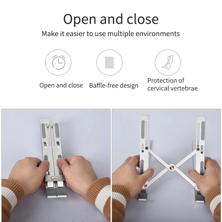 Support d'extension de hauteur pour ordinateur portable en alliage d'aluminium Support pliable pour dissipation de la chaleur, Taille: 24x16.5x5.5cm