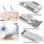 Support d'extension de hauteur pour ordinateur portable en alliage d'aluminium Support pliable pour dissipation de la chaleur, Taille: 24x16.5x5.5cm