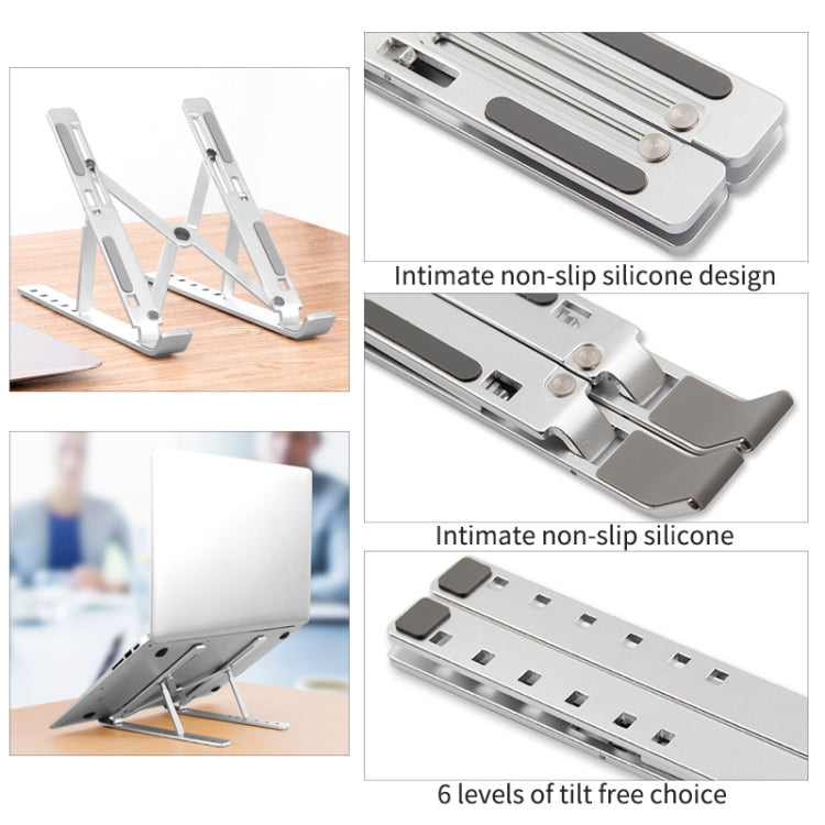 Support d'extension de hauteur pour ordinateur portable en alliage d'aluminium Support pliable pour dissipation de la chaleur, Taille: 24x16.5x5.5cm