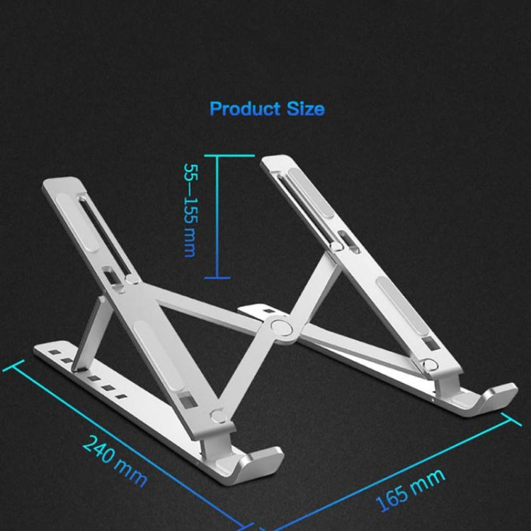 Support d'extension de hauteur pour ordinateur portable en alliage d'aluminium Support pliable pour dissipation de la chaleur, Taille: 24x16.5x5.5cm