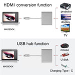 Adaptateur USB-C / Type-C 3.1 Mâle vers USB-C / Type-C 3.1 Femelle & HDMI Femelle & USB 3.0 Femelle, Type-C+USB+HDMI (J), Type-C+USB+HDMI (G), Type-C+USB+HDMI (B), Type-C+USB+HDMI (S)