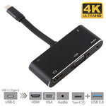 Convertisseur V126 USB-C / Type-C Mâle vers PD + HDMI + VGA + Audio + USB 3.0 Femelle 5 en 1, 5 en 1