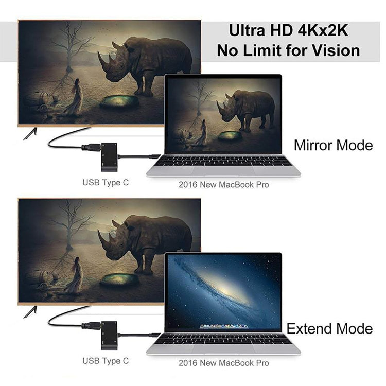 Convertisseur V126 USB-C / Type-C Mâle vers PD + HDMI + VGA + Audio + USB 3.0 Femelle 5 en 1, 5 en 1