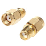 Adaptateur droit RP-SMA mâle plaqué or vers SMA femelle, RP-SMA mâle droit vers SMA femelle