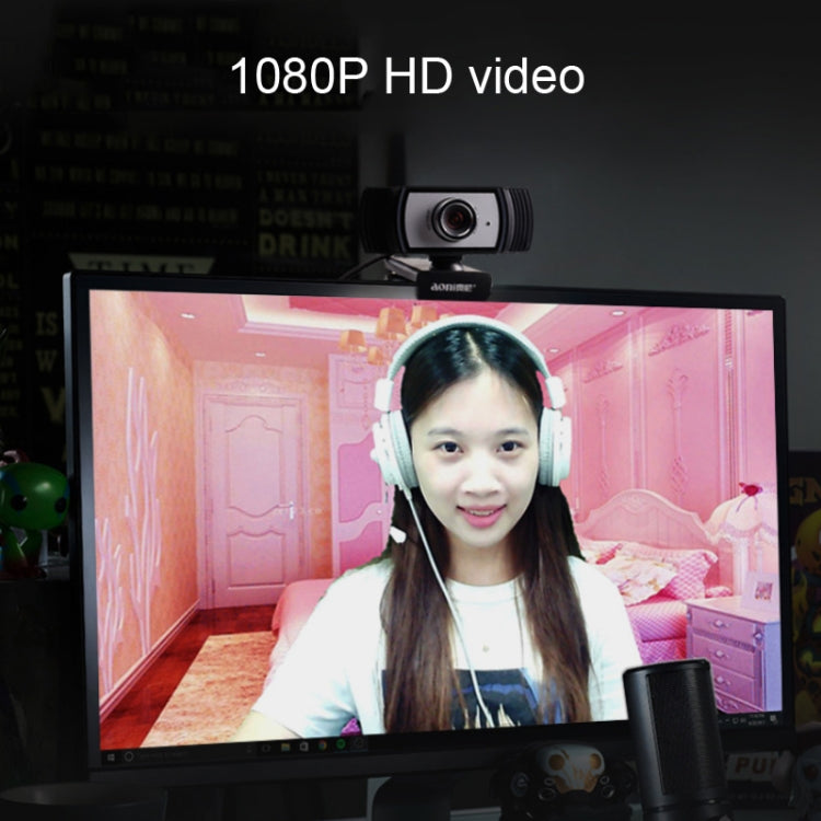 Aoni C33 Beauté FHD 1080P IPTV WebCam Caméra d'ordinateur pour téléconférence, enseignement, diffusion en direct avec microphone, Plug and Play sans pilote, C33