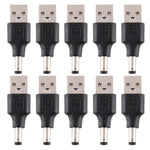 10 pièces connecteur d'alimentation DC mâle 5,5 x 2,1 mm vers USB 2.0 mâle, 5,5 x 2,1 mm