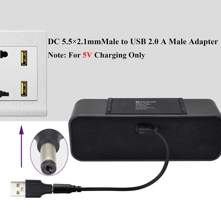 10 pièces connecteur d'alimentation DC mâle 5,5 x 2,1 mm vers USB 2.0 mâle, 5,5 x 2,1 mm