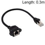 Câble d'extension à verrouillage à vis RJ45 femelle vers mâle CATE5 pour montage sur panneau réseau, Longueur : 0,3 m, 0,3 m