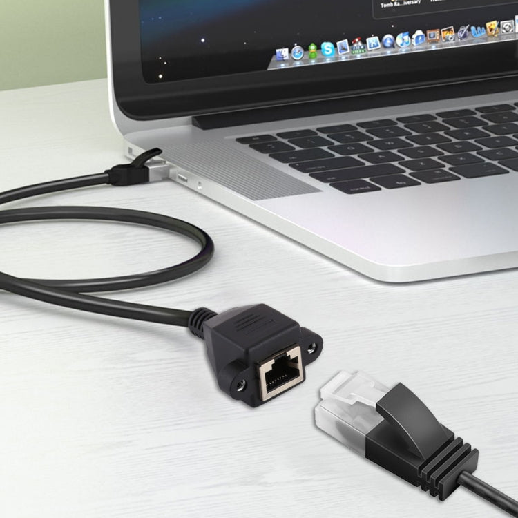 Câble d'extension à verrouillage à vis RJ45 femelle vers mâle CATE5 pour montage sur panneau réseau, Longueur : 0,3 m, 0,3 m