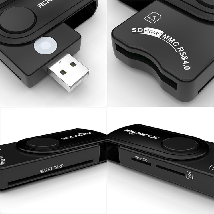 Lecteur de carte multifonction ROCKETEK CR310 USB 3.0 + carte TF + carte SD + carte SIM + carte à puce, USB 3.0