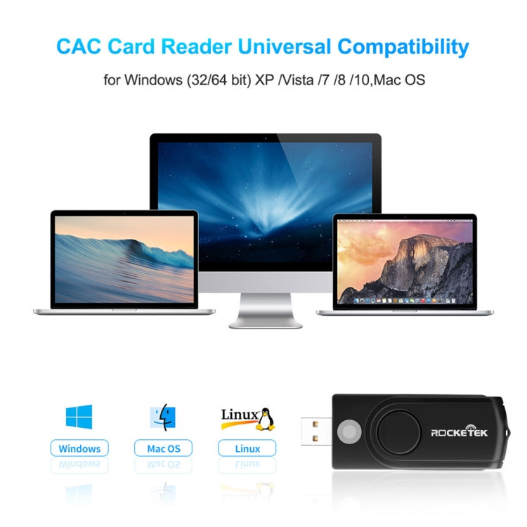 Lecteur de carte multifonction ROCKETEK CR310 USB 3.0 + carte TF + carte SD + carte SIM + carte à puce, USB 3.0