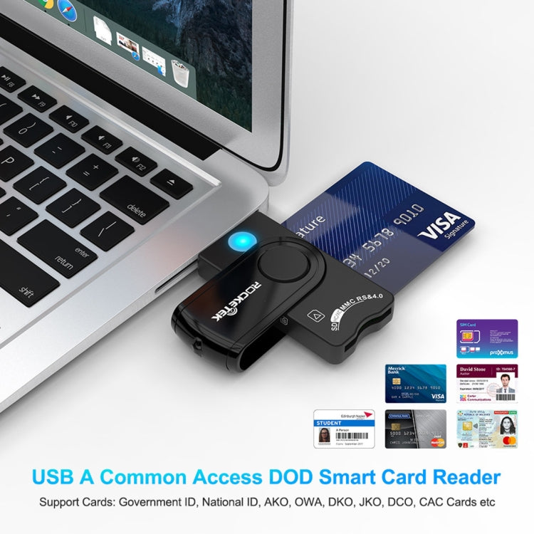 Lecteur de carte multifonction ROCKETEK CR310 USB 3.0 + carte TF + carte SD + carte SIM + carte à puce, USB 3.0