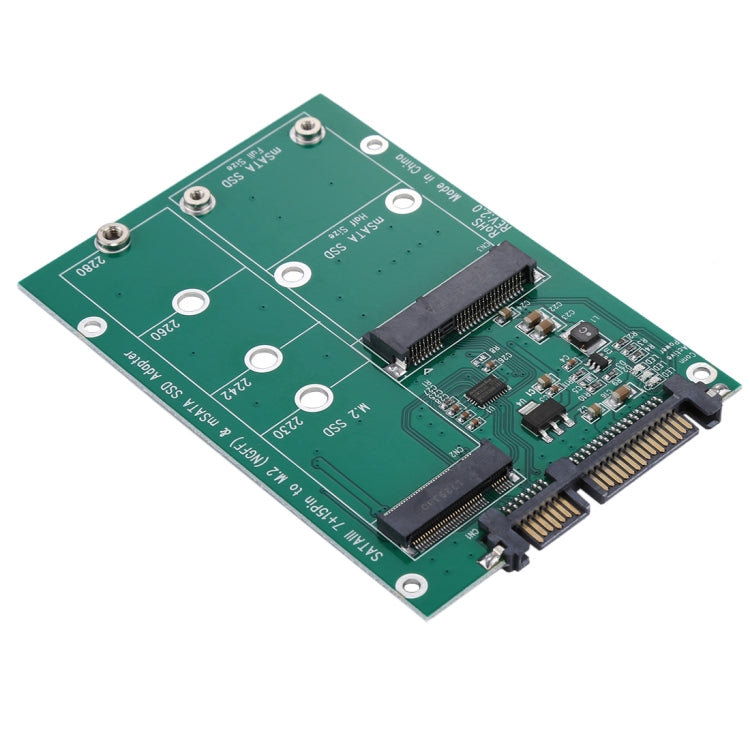 Adaptateur convertisseur M.2 NGFF & mSATA SSD vers SATA III 7+15 broches, SSD vers SATA III