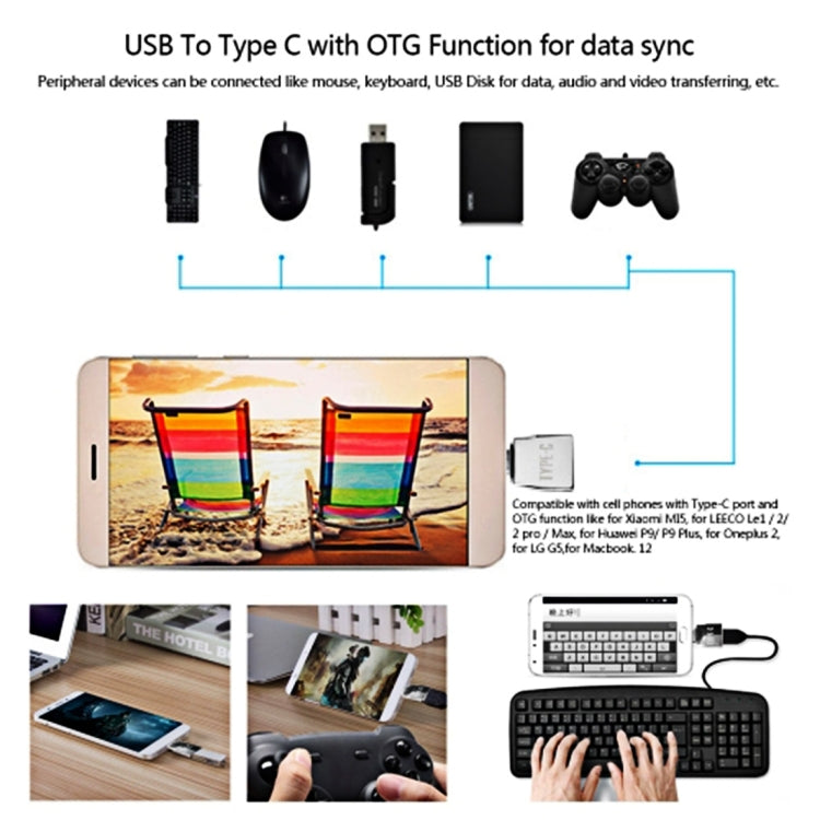 Adaptateur métallique micro USB femelle vers USB-C / Type-C mâle + USB 2.0 femelle vers USB-C / Type-C mâle