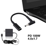 Câble tressé en nylon adaptateur PD 100W 18,5-20V 4,0 x 1,35 mm coudé vers USB-C / Type-C