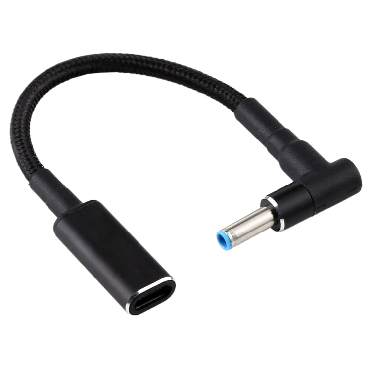 Adaptateur coudé PD 100W 18.5-20V 4.5 x 0.6mm vers USB-C / Type-C Câble tressé en nylon pour HP, 4.5 x 0.6mm