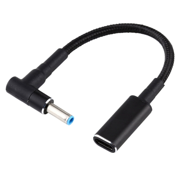 Adaptateur coudé PD 100W 18.5-20V 4.5 x 0.6mm vers USB-C / Type-C Câble tressé en nylon pour HP, 4.5 x 0.6mm