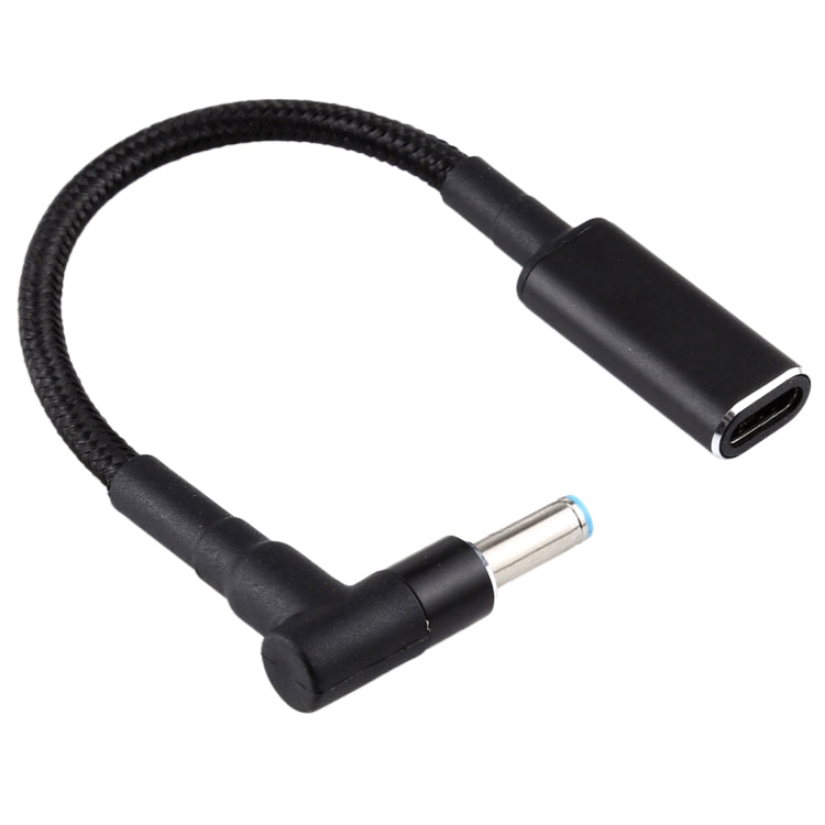 Adaptateur coudé PD 100W 18.5-20V 4.5 x 0.6mm vers USB-C / Type-C Câble tressé en nylon pour HP, 4.5 x 0.6mm