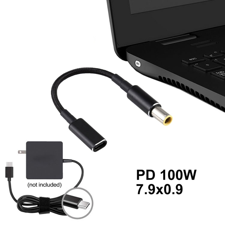 Adaptateur PD 100W 18.5-20V 7.9 x 0.9mm vers USB-C / Type-C Câble tressé en nylon