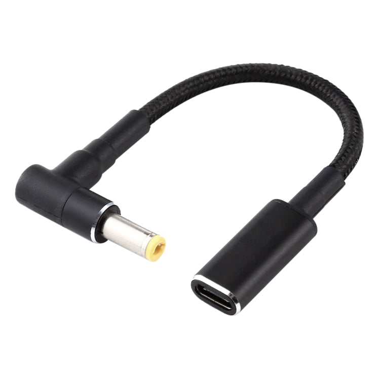 Adaptateur coudé PD 100W 18.5-20V 5.5 x 2.5mm vers USB-C / Type-C Câble tressé en nylon, 5.5 x 2.5mm