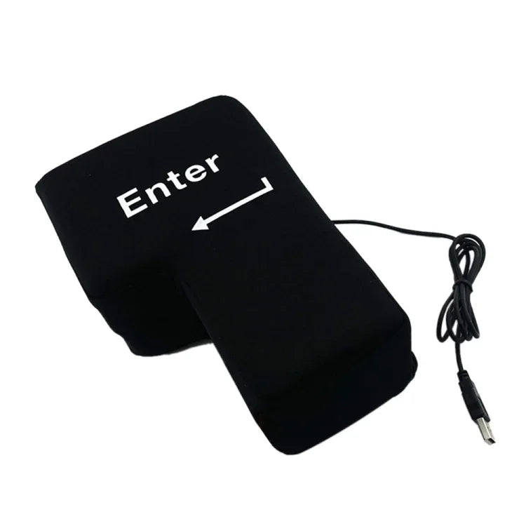 Grande touche Entrée USB Oreiller de bureau d'ordinateur, touche Entrée créative à évent (Noir)