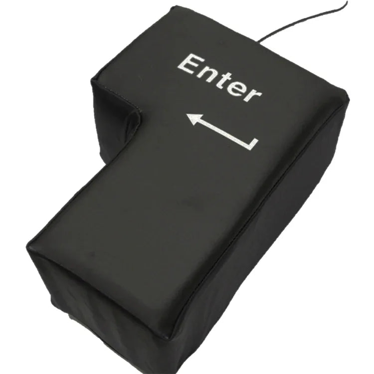 Grande touche Entrée USB Oreiller de bureau d'ordinateur, touche Entrée créative à évent (Noir)