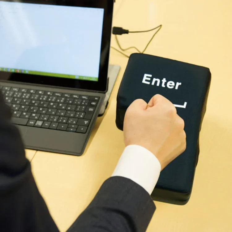 Grande touche Entrée USB Oreiller de bureau d'ordinateur, touche Entrée créative à évent (Noir)