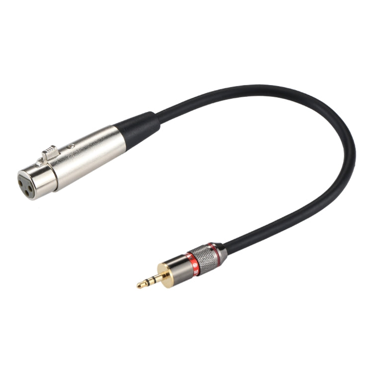 Câble adaptateur connecteur audio métal tête 3,5 mm mâle vers XLR CANNON femelle 3 broches coque aluminium, longueur totale : environ 35 cm, femelle 3 broches