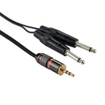 Câble adaptateur audio mono 3,5 mm mâle vers 2 x 6,35 mm mâle, longueur totale : environ 27 cm