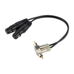 Câble adaptateur connecteur audio 2 RCA coudé mâle vers 2 x XLR CANNON femelle 3 broches pour microphone / équipement audio, longueur totale : environ 34 cm, 2 RCA coudé mâle