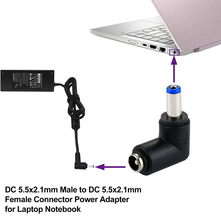 Adaptateur d'alimentation connecteur DC 4506 mâle vers DC 7406 femelle pour ordinateur portable HP, coude à angle droit 90 degrés, DC 5521 mâle vers femelle