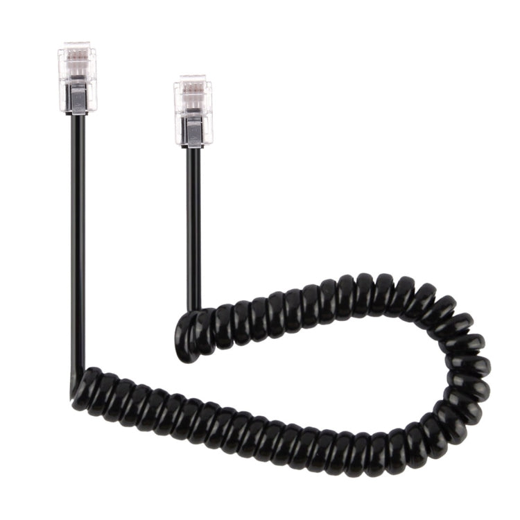 Câble d'extension téléphonique RJ11 à ressort 4 cœurs mâle vers mâle, longueur étirable : 2 m (noir), longueur : 2 m